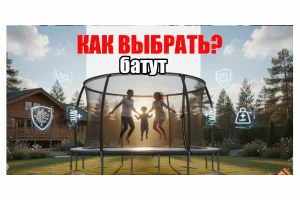 Изображение батута где прыгает вся семья и вопрос о том как выбирать батут?