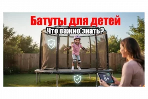 Превью к статье о том что важно иметь виду когда выбираем батут для детей.